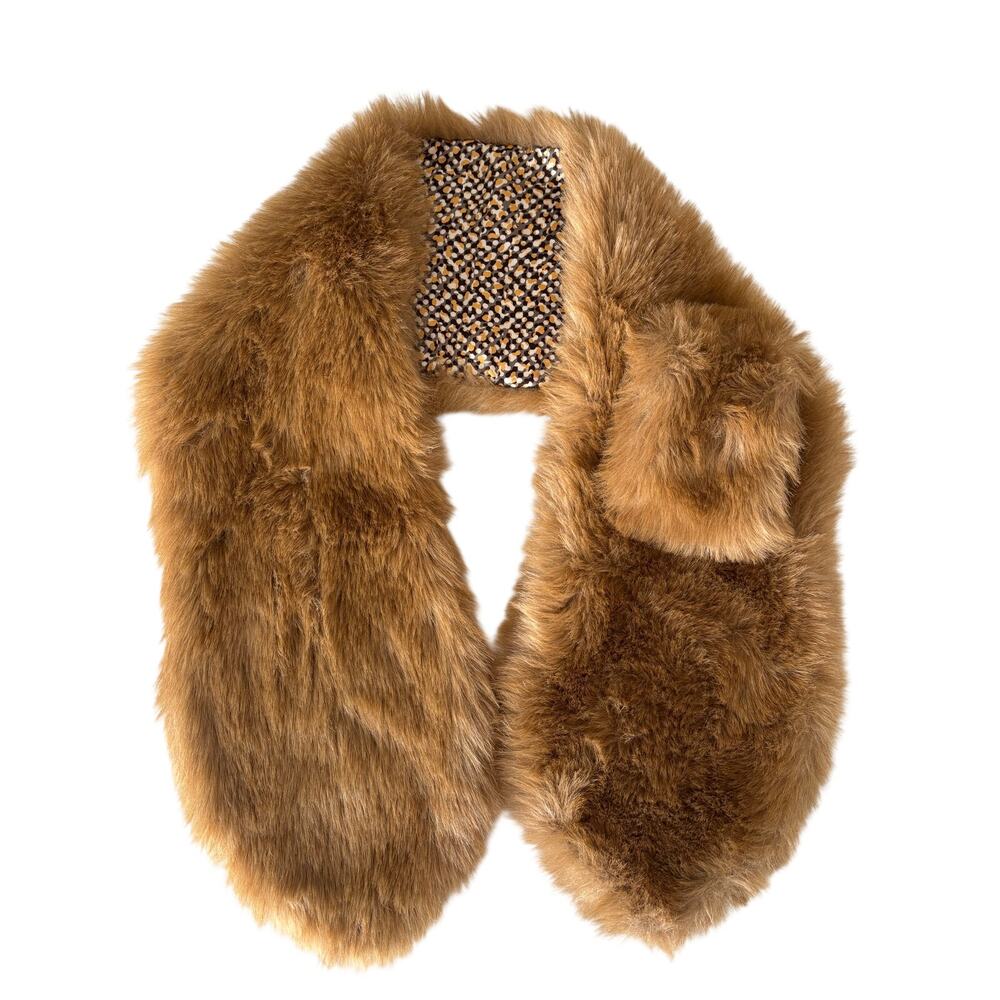 Banana Republic Faux Fur Scarf in Brown One Size - Picture 3 of 5